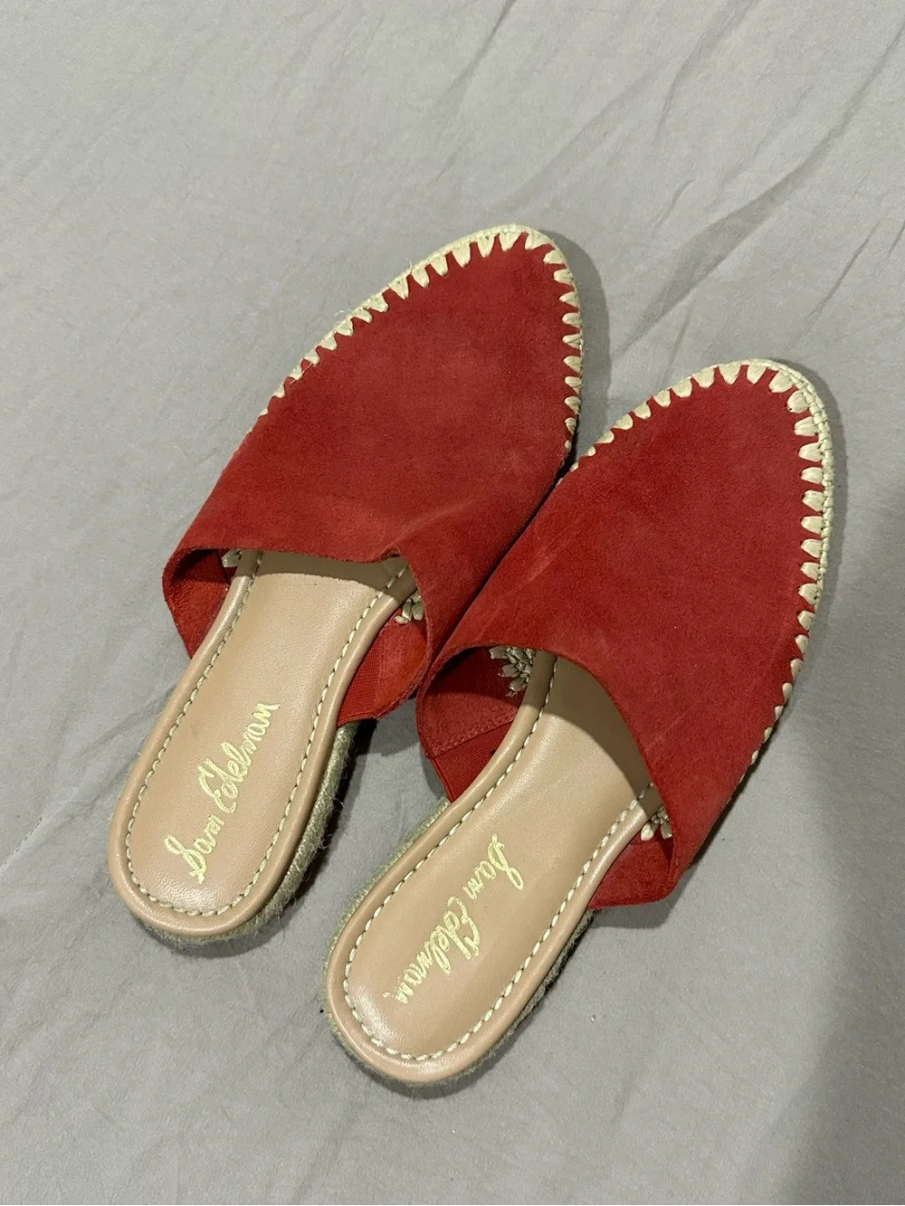 Sam Edelman Red Suede Espadrille Slide Mules